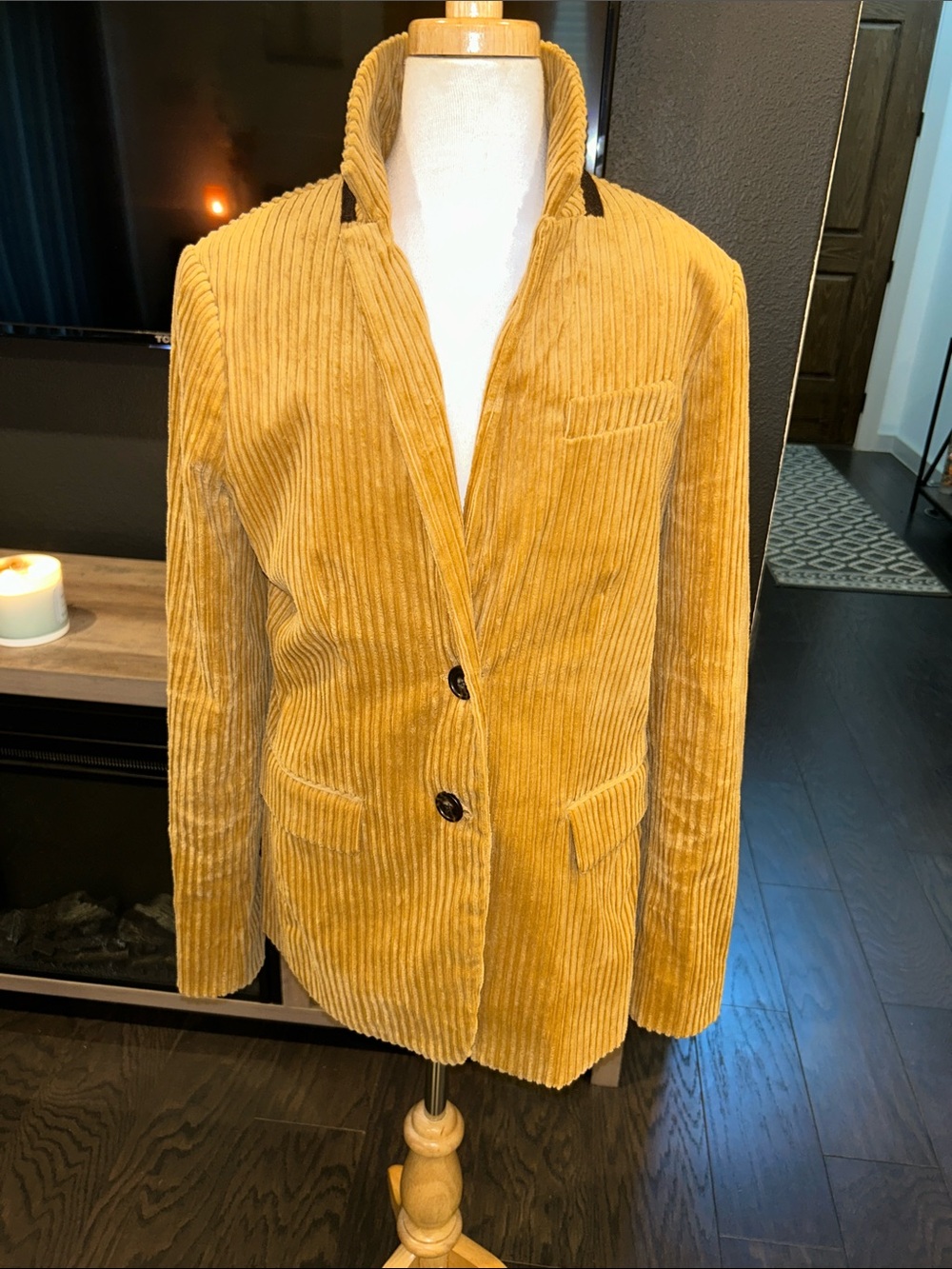 J. Crew Mustard Yellow Corduroy Jacket with Navy Lining
